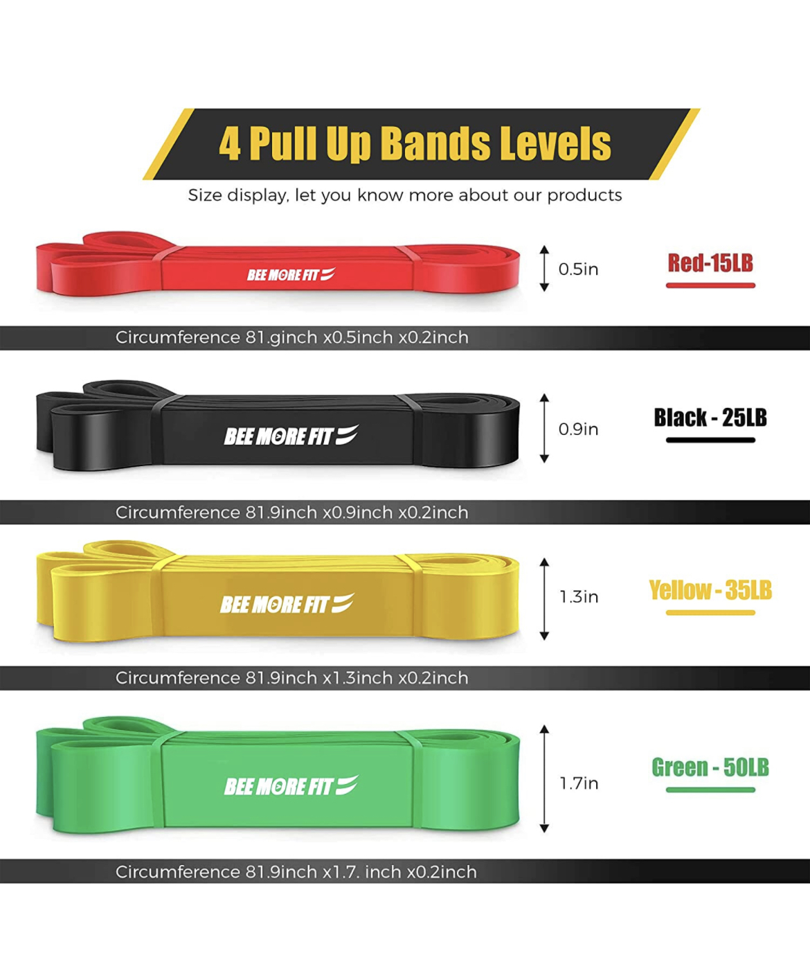 5X Extreme "Bee More Fit" Resistance Bands